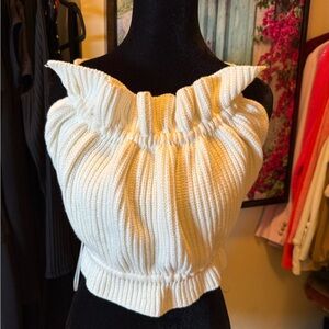 JLUXLABEL Off-White Ribbed Crop Top